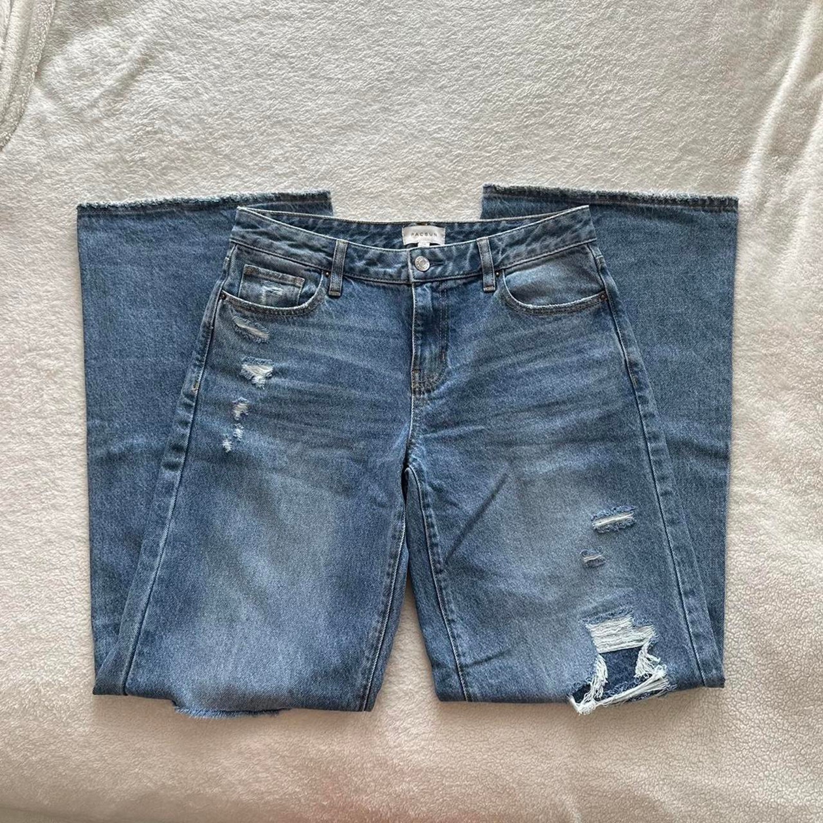 Pacsun Lowrise Wide Leg Distressed Denim